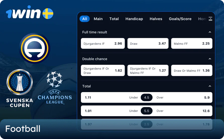 Betting on football matches at 1win in Sweden