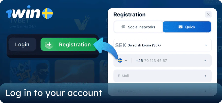 Create a profile on the 1win Sweden website