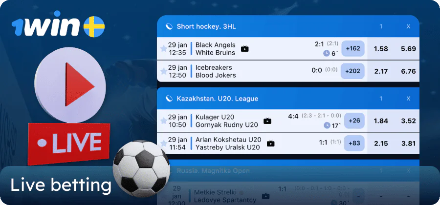 Live sports betting at 1win in Sweden