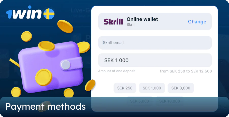 Deposit and withdrawal methods for Swedish players at 1win
