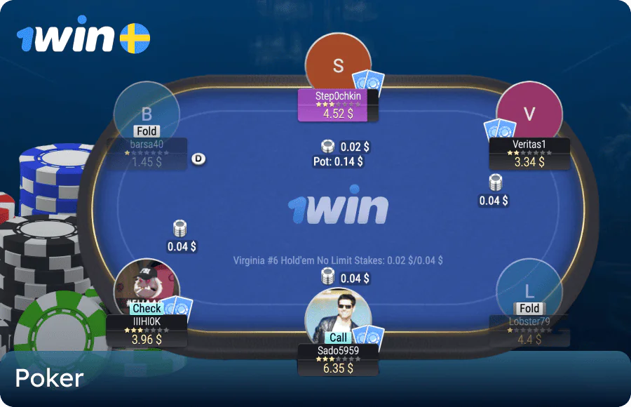 A poker room for Swedish players on the 1win website