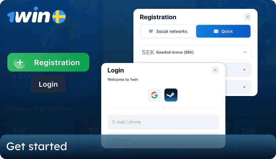 Register and log in to your 1win Sweden account
